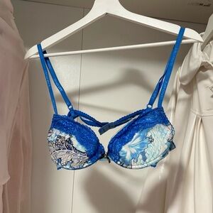 Roberto Cavalli Blue Lace Push Up Bra Top